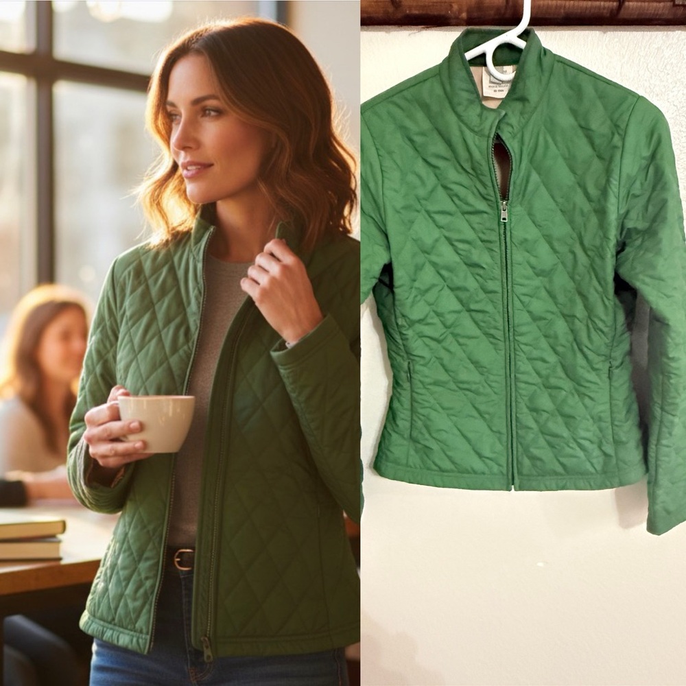 Patagonia Water Girl Women Small Green Quilted Jacket Lightweight Zip Coat